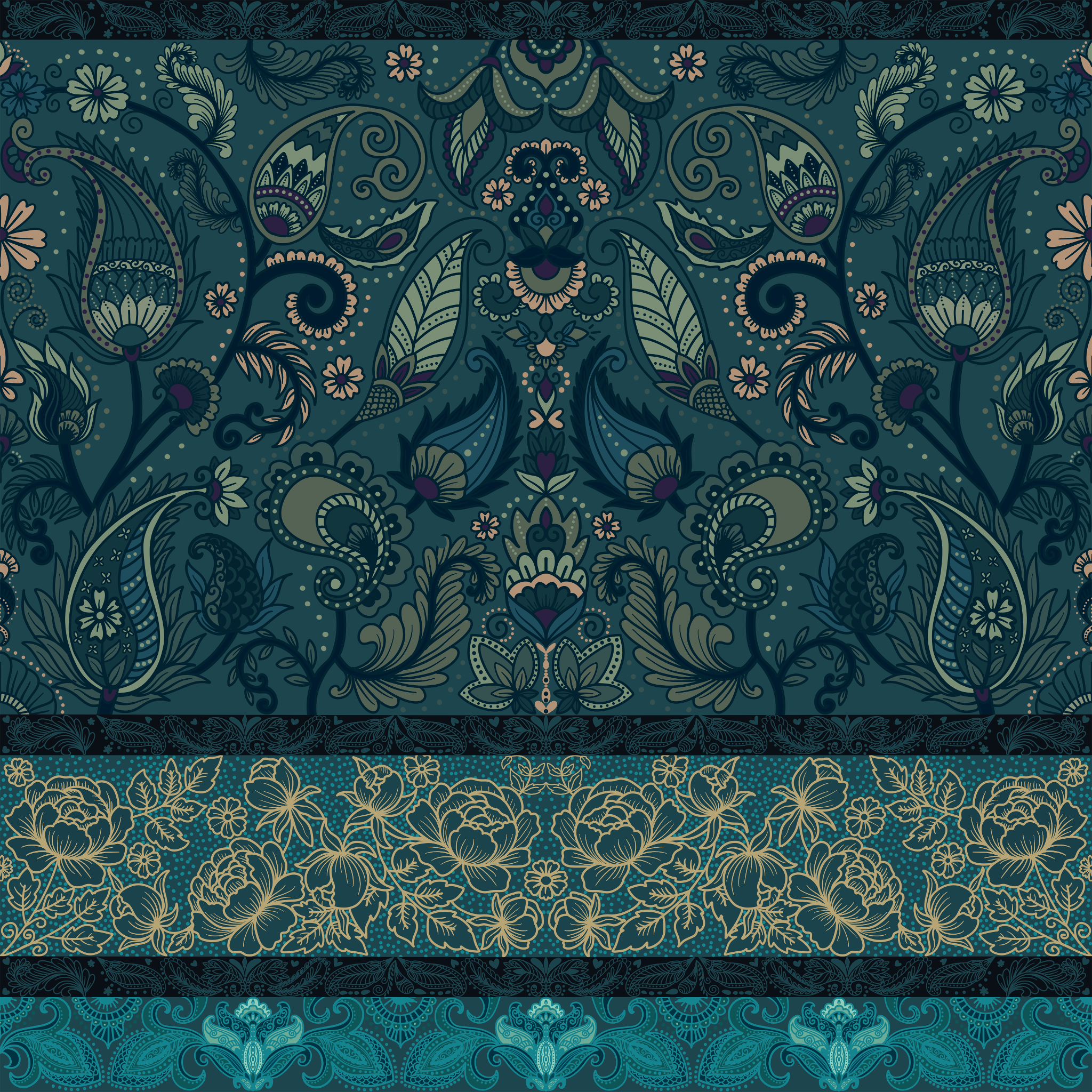 Indonesian Batik Paisley Wallpaper.